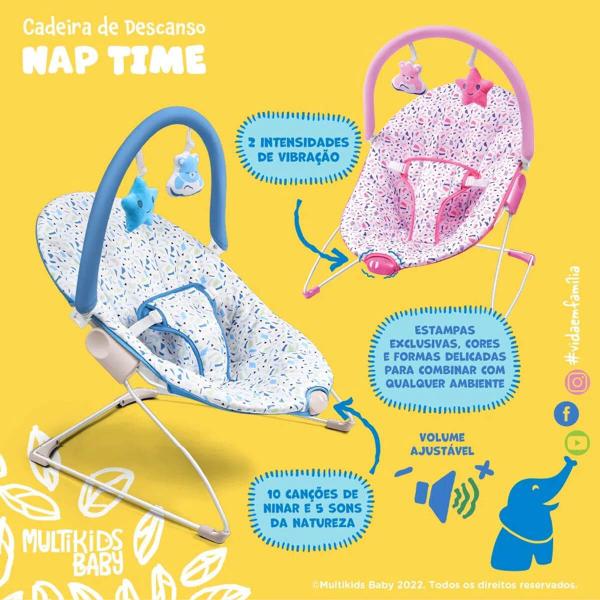 Imagem de Cadeira de Descanso Para bebê Nap Time 0-11kgs Rosa Cinto de 3 pontos Com Acessórios Interativos Multikids Baby BB291