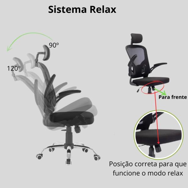 Imagem de Cadeira De Escritório Ergonômica Com ajuste Lombar Regulável Giratória Brin7