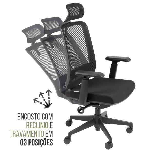 Imagem de Cadeira de Escritório Ergonômica Diretor Encosto Reclinável