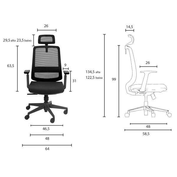 Imagem de Cadeira de Escritório Ergonômica Diretor Encosto Reclinável