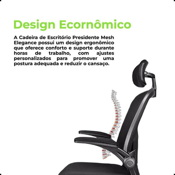 Imagem de Cadeira de Escritório Ergonômica Presidente Mash 360º Preto