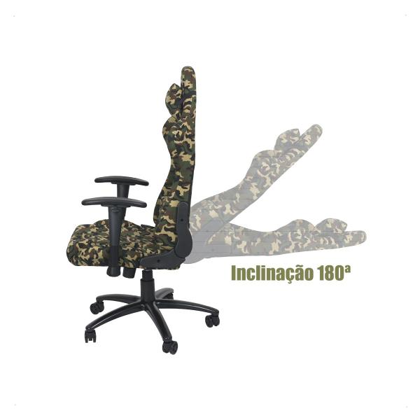 Imagem de Cadeira De Escritório Gamer Ergonômica Com Estofado material sintético Com Almofadas para Lombar e Pescoço Camuflada