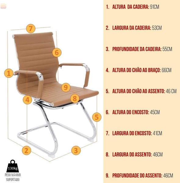 Imagem de Cadeira De Escritório Interlocutor Fixa Baixa Stripes Esteirinha Charles Eames Eiffel Caramelo