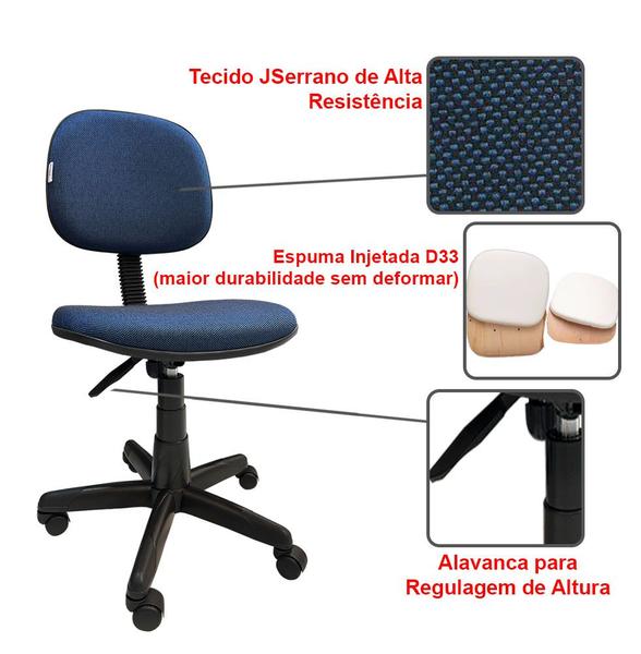 Imagem de Cadeira De Escritório Secretaria Giratória Com Regulagem de Altura JSerrano Azul Com Preto