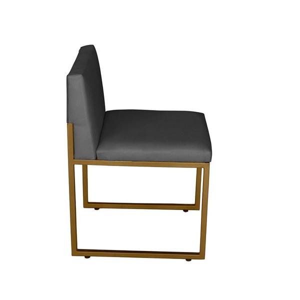 Imagem de Cadeira de Jantar Escritorio Industrial Vittar Ferro Dourado Suede Cinza - Móveis Mafer
