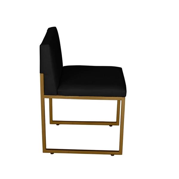 Imagem de Cadeira de Jantar Escritorio Industrial Vittar Ferro Dourado Suede Preto - Móveis Mafer