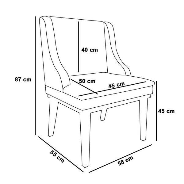 Imagem de Cadeira de Jantar Liz material sintético Branco Base Fixa Madeira Tabaco - D'Rossi