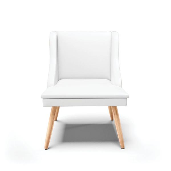 Imagem de Cadeira de Jantar Liz material sintético Branco Pés Palito Natural - D'Rossi