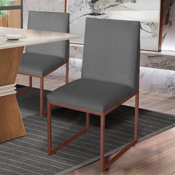 Imagem de Cadeira de Jantar Metálica Bronze com Suede  Garden - Mafer