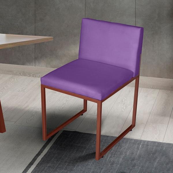 Imagem de Cadeira de Jantar Metálica Bronze com Suede Roxo Vittar - Mafer