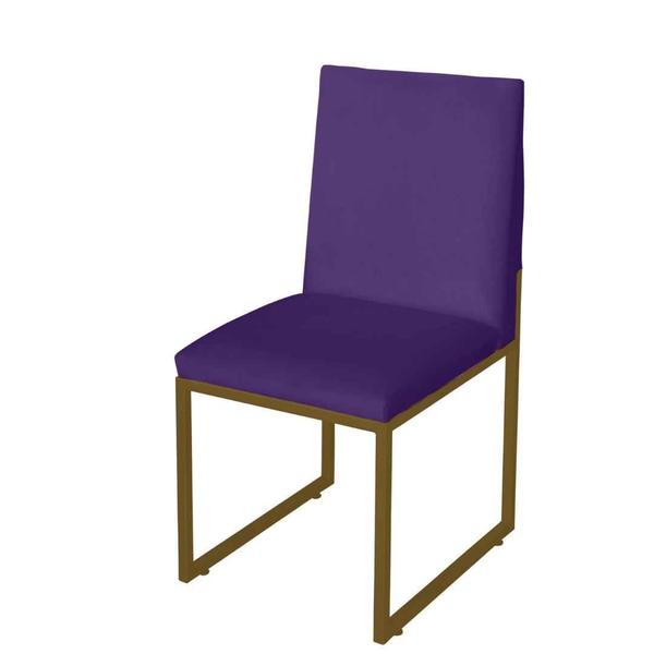 Imagem de Cadeira de Jantar Metálica Dourado com Suede Roxo Garden - Mafer