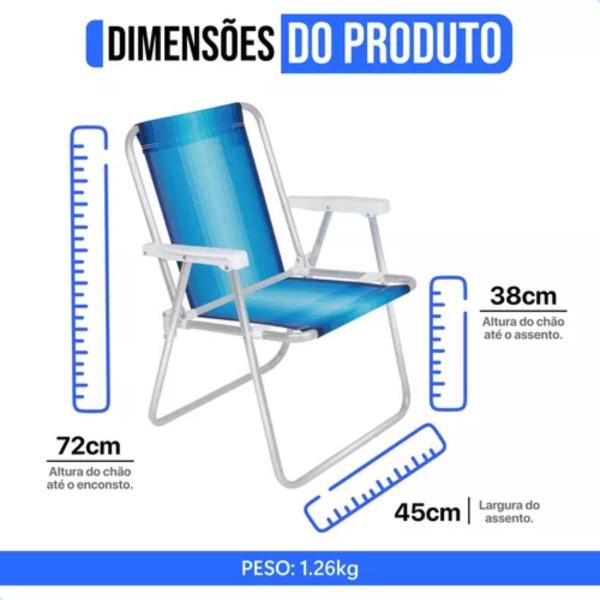 Imagem de Cadeira de Praia Alta 1Posição ALUMINIO Mor Suporta até 110g