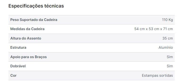 Imagem de Cadeira De Praia Alta Bel Fix Em Alumínio Sortidas - 25500