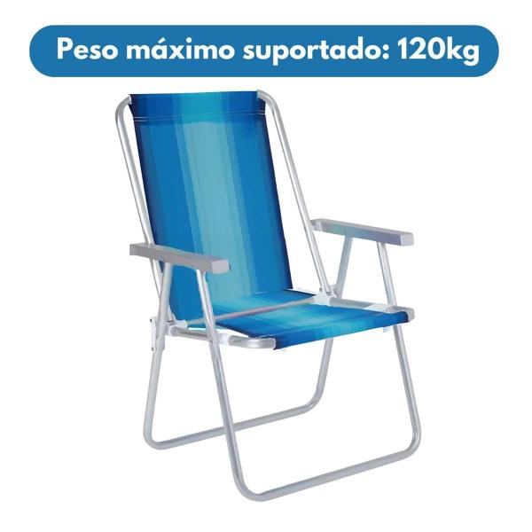 Imagem de Cadeira de Praia Alta Conforto MOR Alumínio Ref.2136 Azul