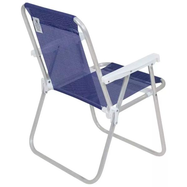 Cadeira de Praia Alta Lazy em Alumínio Azul Marinho Suporta 110kg Super Resistente - BEL Imagem de Cadeira de Praia Alta Lazy em Alumínio Azul Marinho Suporta 110kg Super Resistente - BEL