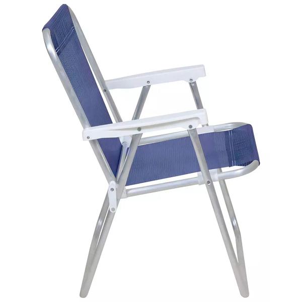 Cadeira de Praia Alta Lazy em Alumínio Azul Marinho Suporta 110kg Super Resistente - BEL Imagem de Cadeira de Praia Alta Lazy em Alumínio Azul Marinho Suporta 110kg Super Resistente - BEL