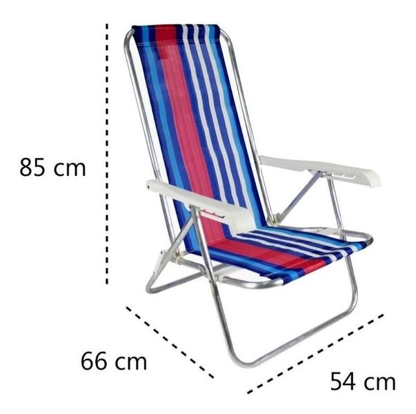 Imagem de Cadeira De Praia Bel Fix Alumínio 4 Posições Cores Variadas