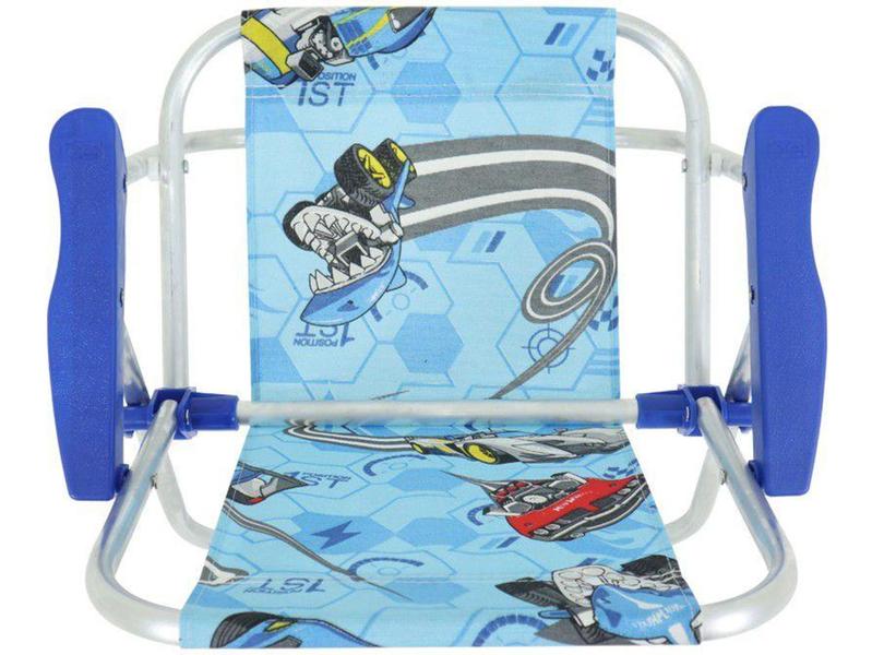 Imagem de Cadeira de Praia Infantil 1 Posição Bel Hot Wheels - Alumínio Azul