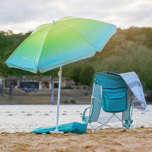 Imagem de Cadeira de praia Nice C Highback com guarda-chuva e refrigerador azul