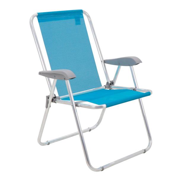 Cadeira de Praia Tramontina Creta Master em Alumínio com Assento Azul Imagem de Cadeira de Praia Tramontina Creta Master em Alumínio com Assento Azul