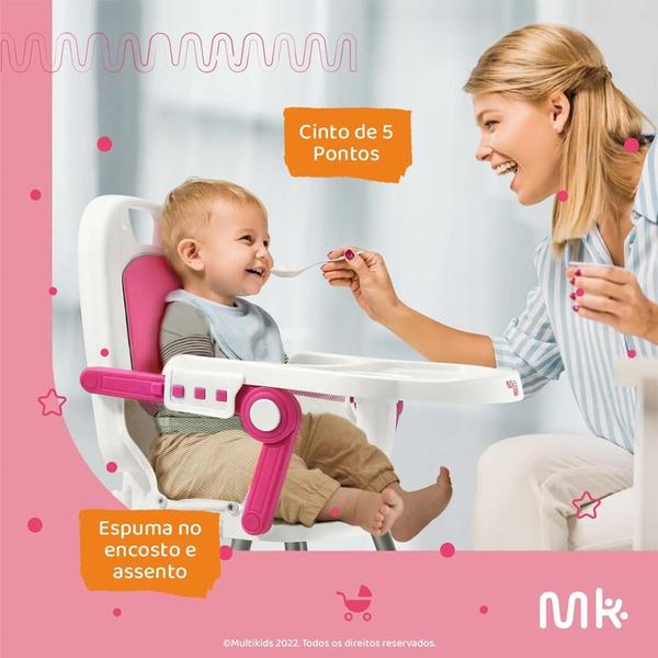 Imagem de Cadeira De Refeição Infantil Bebê Cinza Ajustável Assento Elevatório - Multikids