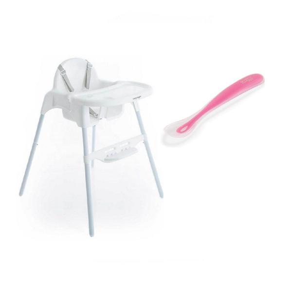 Imagem de Cadeira de Refeição Macaron E Colher de Silicone Baby Pink