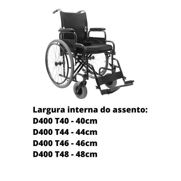 Imagem de Cadeira De Rodas D400 T40 T44 T46 T48 Dellamed 120kg Preta