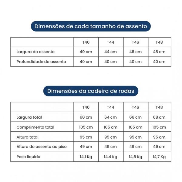 Imagem de Cadeira de Rodas em Alumínio Dobrável até 120 Kg Tamanho 44 D600 Dellamed