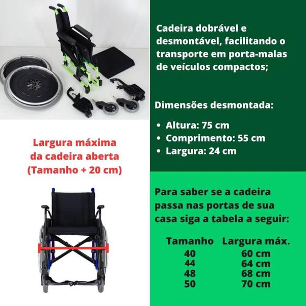 Imagem de Cadeira de Rodas em Alumínio Dobrável em Duplo X até 120Kg Pneu Antifuro ou Inflável Ortomobil - Cód. MA3E