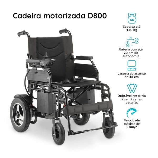 Imagem de Cadeira De Rodas Motorizada Dobrável 120 Kg D800 Dellamed