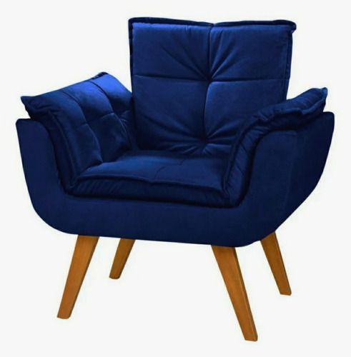 Imagem de Cadeira Decorativa Opala Escritório Consultório Suede Azul Escuro - Kimi Design