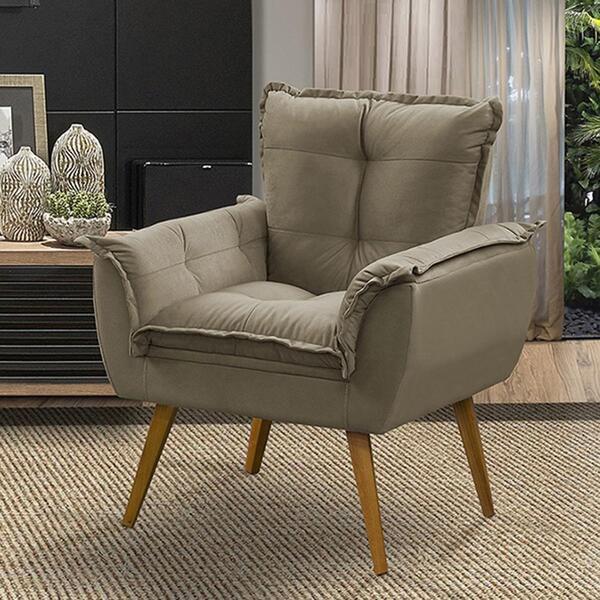 Imagem de Cadeira Decorativa Opala Quarto Sala Suede Marrom Claro - Kimi Design