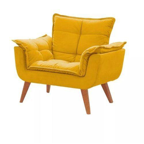 Imagem de Cadeira Decorativa Opala Sala Sued Amarelo - Kimi Design