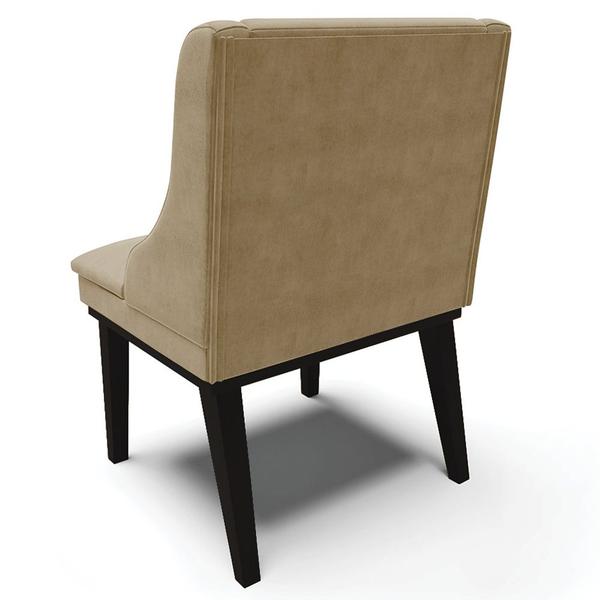 Imagem de Cadeira Decorativa Sala de Jantar Base Fixa de Madeira Firenze Suede Nude/Preto G19 - Gran Belo