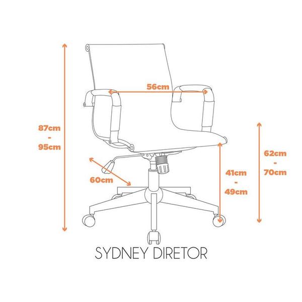 Imagem de Cadeira Diretor Sydney Preto Aço 95x56x60cm Fratini