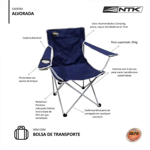 Imagem de Cadeira Dobravel Camping Pesca Alvorada em Oxford Azul  Nautika 