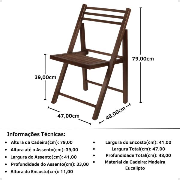 Imagem de Cadeira Dobrável Retrátil Rústica em Madeira - Imbuia