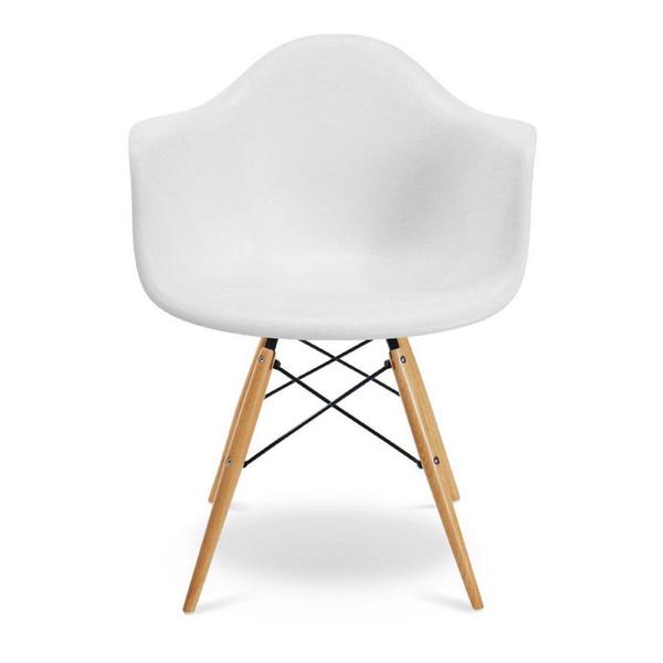 Imagem de Cadeira Eames Eifflel com Braço Daw de Madeira com Assento Branco