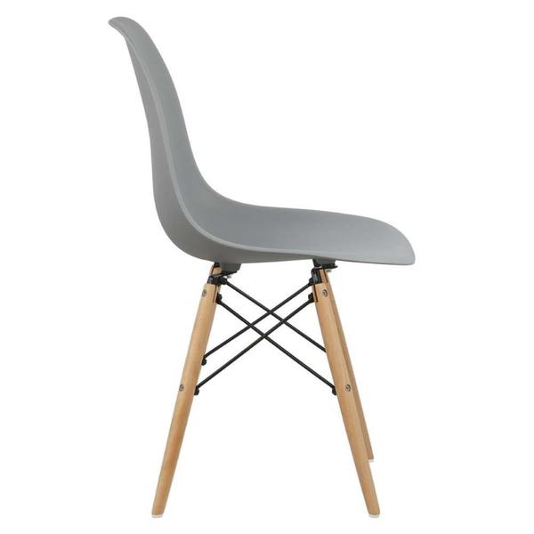 Imagem de Cadeira Eiffel Eames Base Madeira Kit 2 Sala de Jantar Cinza R02 - D'Rossi