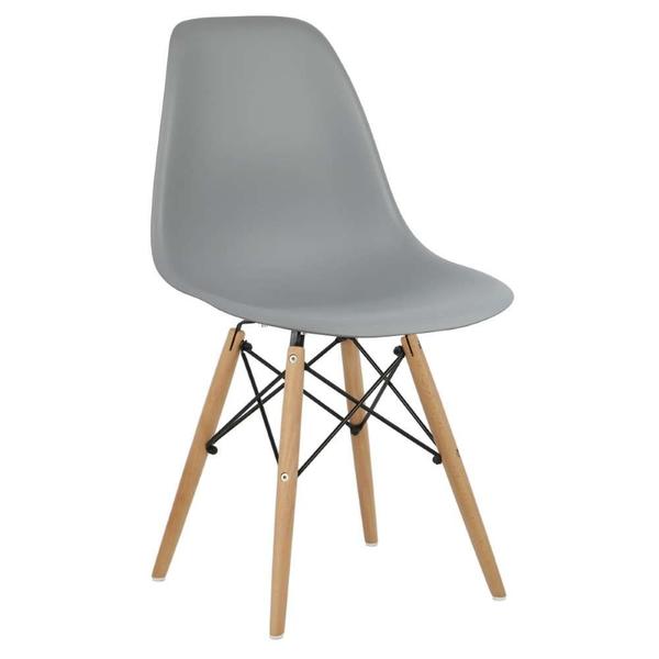 Imagem de Cadeira Eiffel Eames Base Madeira Kit 2 Sala de Jantar Cinza R02 - D'Rossi