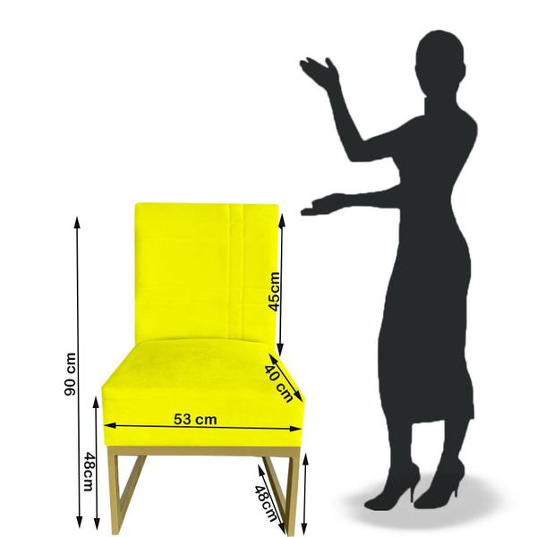Imagem de Cadeira Ellen Base de Ferro suede Amarelo - D'Classe Decor