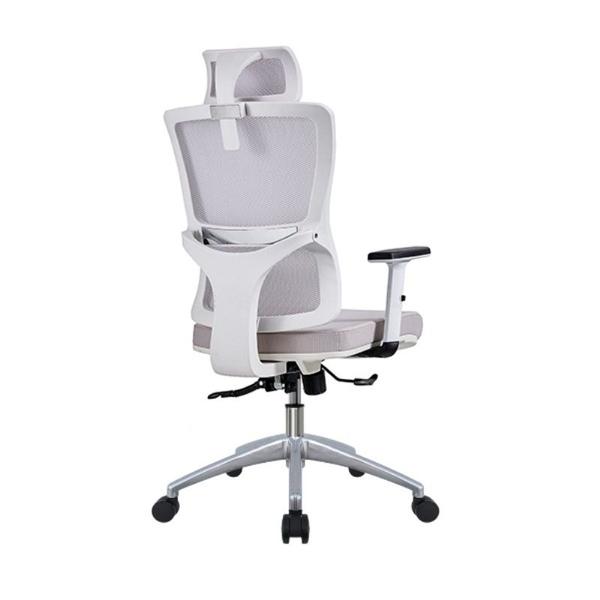 Imagem de Cadeira Ergonômica Escritório Presidente Alta Ajustável Corrige Postura NR17 de Tela Premium S Top Seat Branca e Cinza