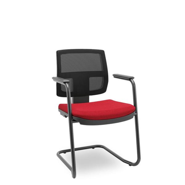 Cadeira Escritório Aproximação Fixa Brizza Plaxmetal Estrutura S Preta Assento Poliéster Vermelho Encosto Tela Preta Imagem de Cadeira Escritório Aproximação Fixa Brizza Plaxmetal Estrutura S Preta Assento Poliéster Vermelho Encosto Tela Preta