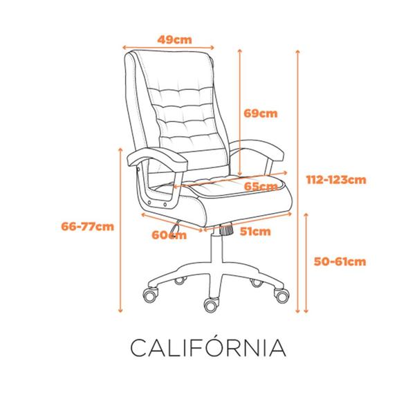 Imagem de Cadeira Escritório Couro Presidente Molas Califórnia Fratini
