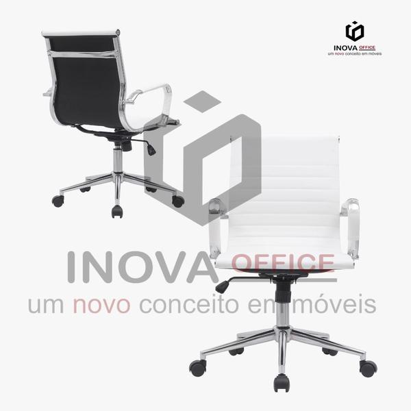 Imagem de Cadeira Escritório Diretor Eames em Couro - Branco