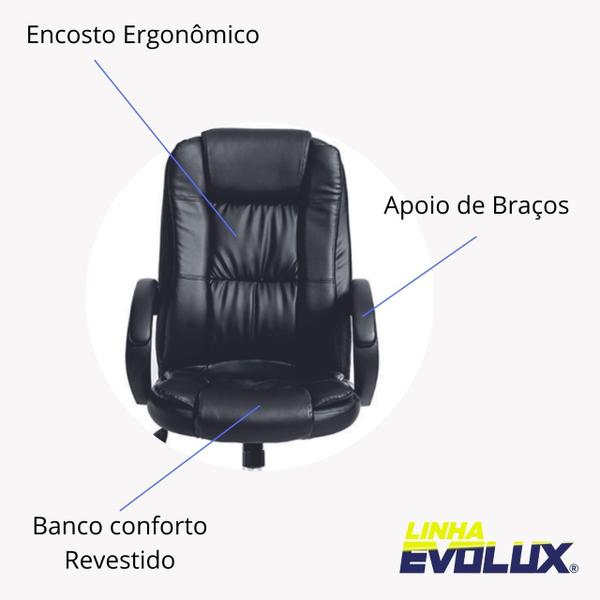 Cadeira Escritório Giratória Office Presidente Preta Estilo e Conforto para Seu Ambiente de Trabalho - LinhaEvolux Imagem de Cadeira Escritório Giratória Office Presidente Preta Estilo e Conforto para Seu Ambiente de Trabalho