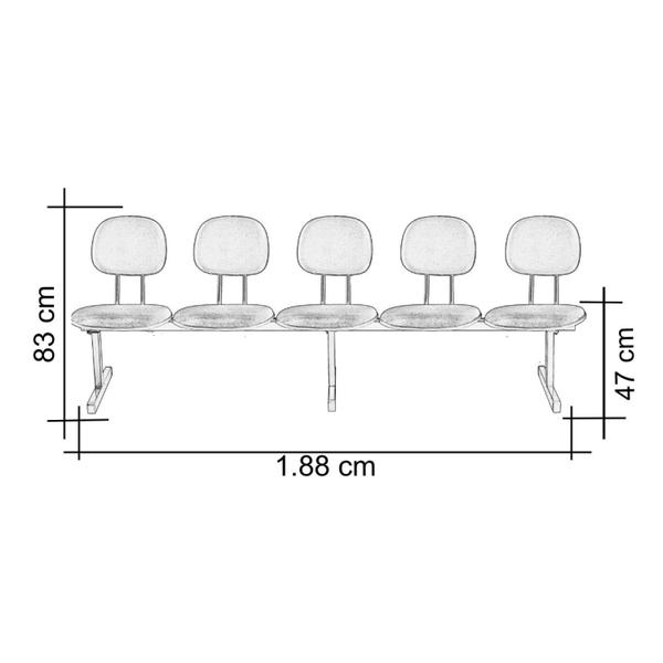 Imagem de Cadeira Escritório Longarina 5 Lugares Estofada Ecoflex