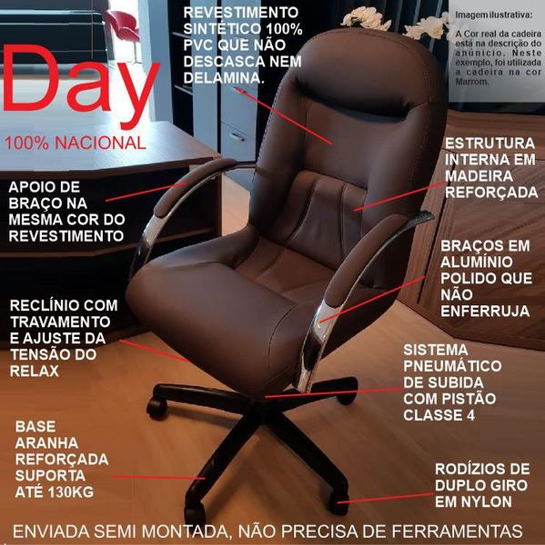 Imagem de Cadeira Escritório Presidente Day Branca Relax Base Preta