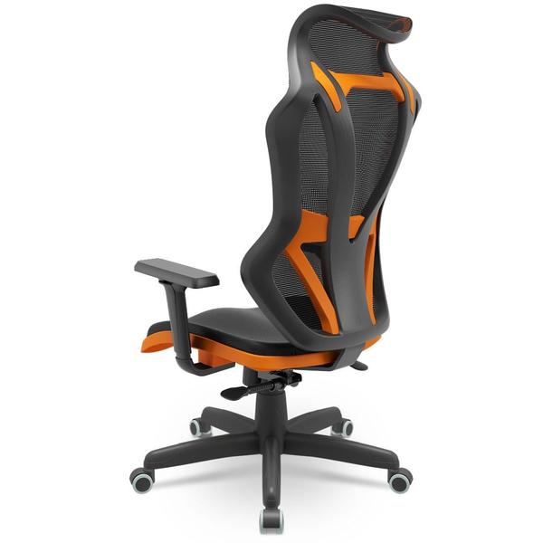 Imagem de Cadeira Escritório Presidente Gamer Vizon DZ Plaxmetal relaxsystem Preta/Laranja