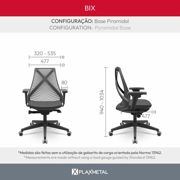 Imagem de Cadeira Escritório Presidente Tela BIX X+ Sincron Slider - PLAXMETAL - Cinza Grafite